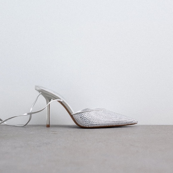 Zara Rhinestone Ankle Wrap Heels - Picture 5 of 5